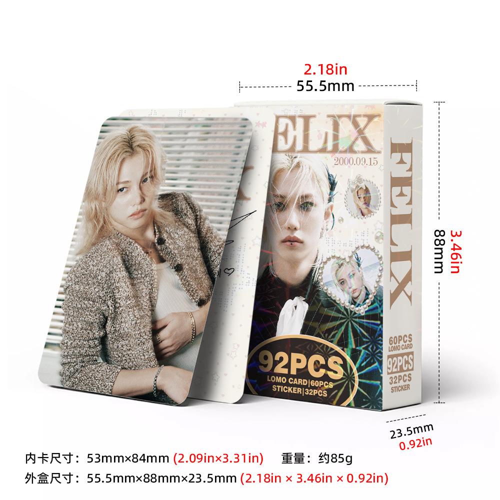 92Pcs Straykids Skzoo Celebrity Card Str Felix Photo Huang Xuanchen Fang Can Li Longfu Sticker Double Sided Lomo Card