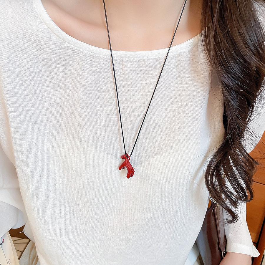 French simple zircon natal year pony pendant necklace accessories women's sweater chain necklace