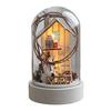 Christmas Figures In Glass Dome Tabletop Decoration LED Light Up Christmas Cloche Ornaments for Indoor Home Tabletop Decor