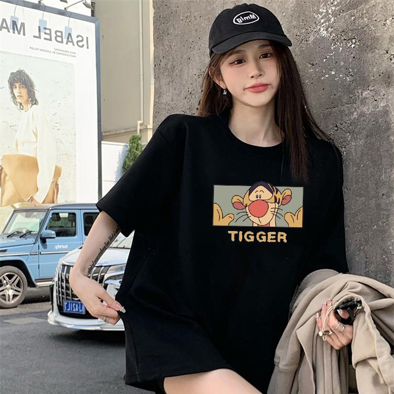 Black cotton short-sleeved t-shirt women's 2025 summer new design loose and thin unique top