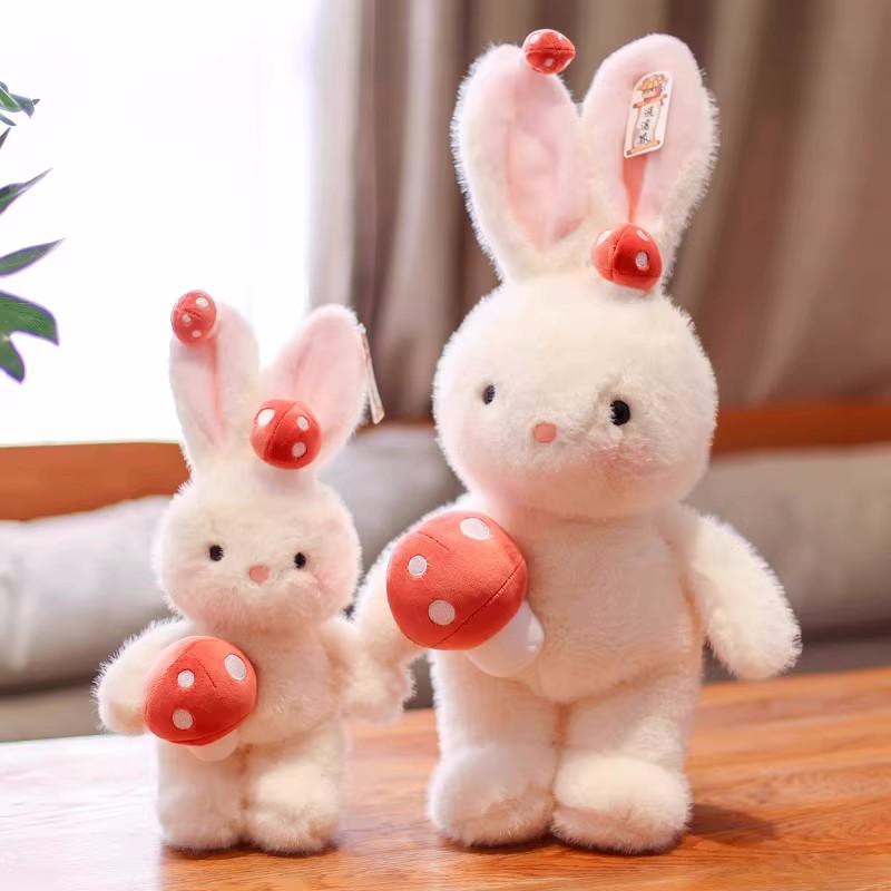 Little White Rabbit Doll Creative Mushroom Rabbit Doll Plush Toy Children's Sleeping Pillow Doll Girl Birthday Gift