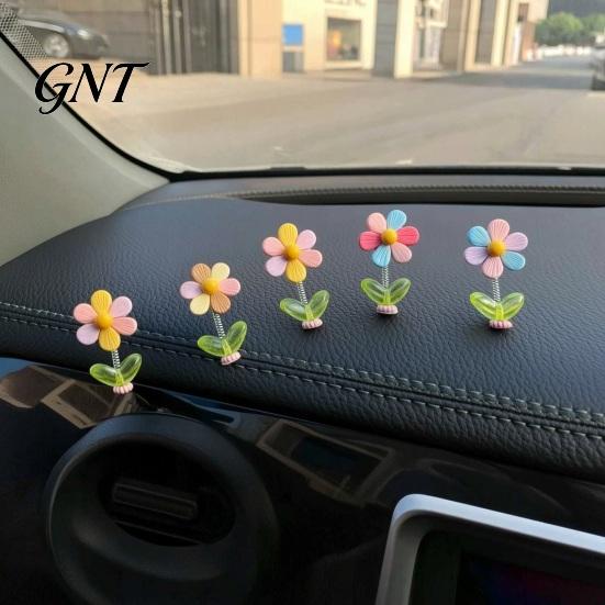 Pastel Car Accessories Spring Wobbly Flower Dashboard Ornament, Shaking Head Sunflower Interior Decor, Cute Gift for New Drivers Rearview Mirror