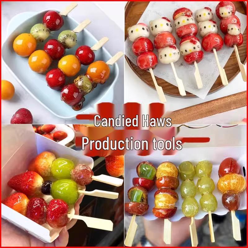 Candied Hawthorn & Oden Bamboo Skewer – Disposable Fruit Skewer Fork Tools