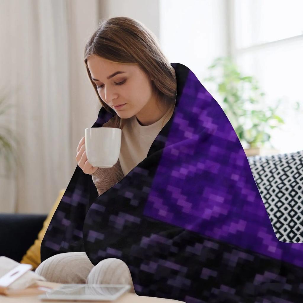 Nether Portál Pixelová Deka Přehoz Pléd anime Pohovka teplá na zimu Deka