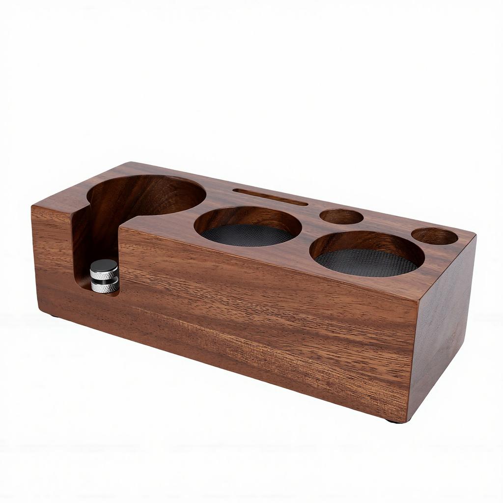 Coffee Tamping Station Wood Tamper Storage Holder Stand for 51mm 53mm Portafilter Tamper Distributor Home Cafe