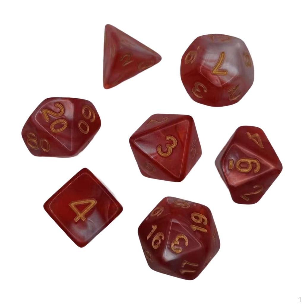 7 Pieces Acrylic Polyhedral Dices D6 D4 D8 D10 D12 D20 Gifts Board Game Props Durable for Role