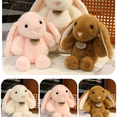 Brinquedo de Pelúcia Coelho Ondulado Fofo Orelhas Compridas Boneca Coelhinho Branco Pequeno Boneca de Pano Confortante Boneca Infantil Presente de Aniversário