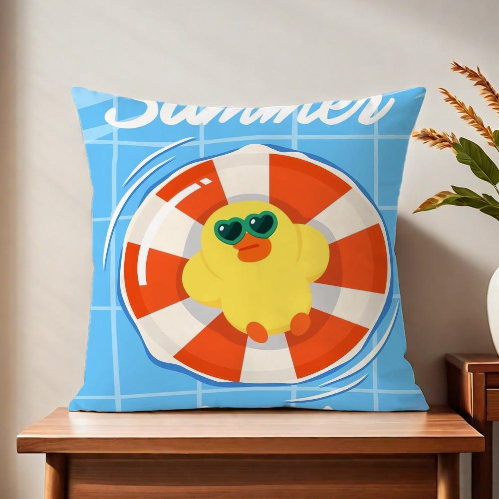 Cute Cartoon Art Duck Cushion Cover For Pillow Printing Sofa Decoration Home Car Room Coffee Shop Office Nordic Simplicity