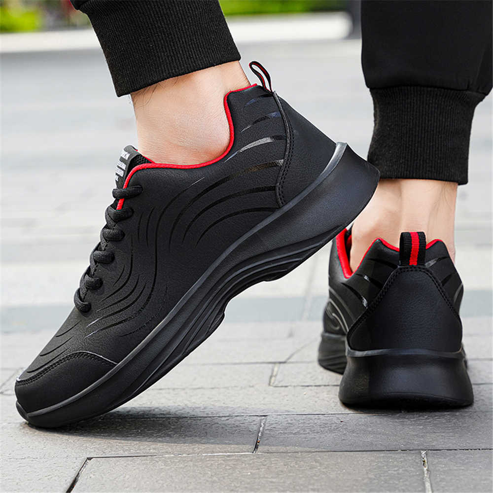 Fashion Round Tip Ecoleather Link Vip Woven Black Shoes Men Sneakers Men's Sneakers 49 Size Sports Functional Classical Upper
