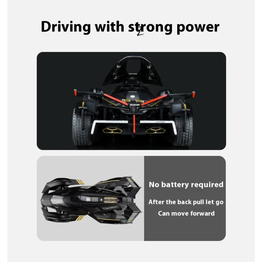 1/24 Lambo V12 GT Metal Vehicle Alloy Sport Car Diecast Car Model Sound and Light Toy Computer Desktop Ornament Collection Gift