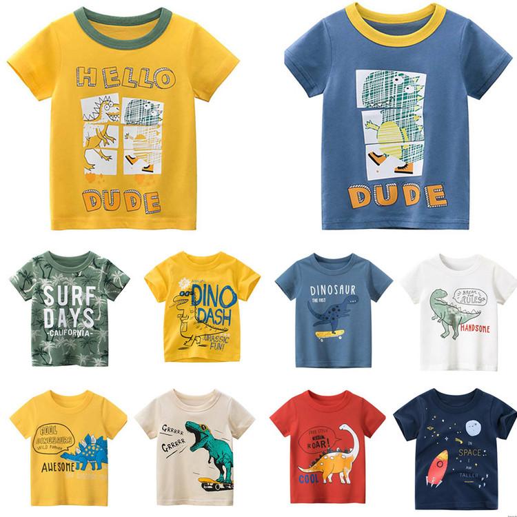 

Мальчики Девочки Круглый шея Мультяшное письмо Печатное свободное футболка Хлопок Удобный Короткий рукав Пуловер Тройники Топы