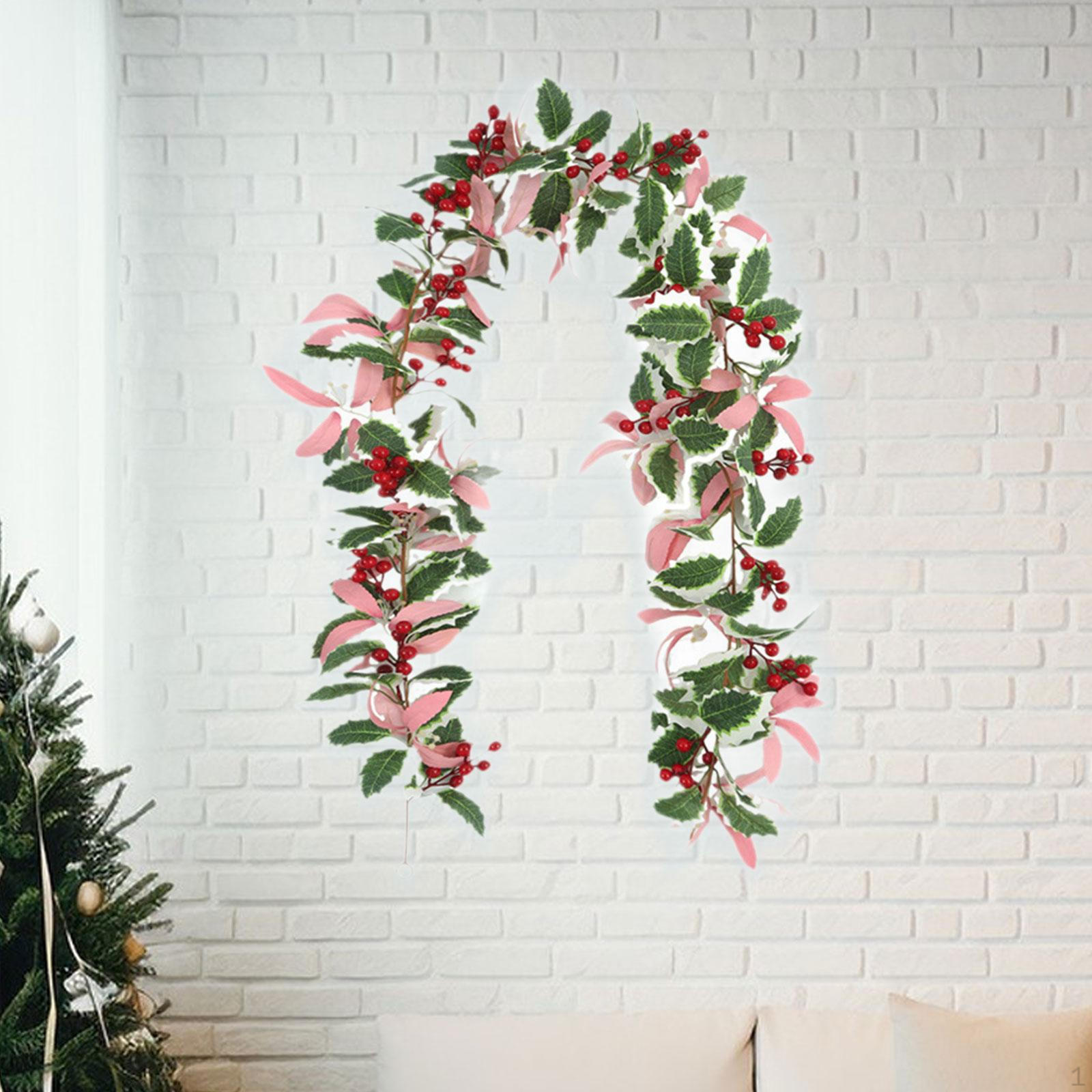 

165cm Christmas Decoration Rattan Garland Artificial Plants Rustic Lifelike Wall Style C