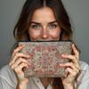New Creative Pattern Zipper Storage Bag Printed Fine Hemp Cloth Bag Women's Multi Functional Makeup Bag