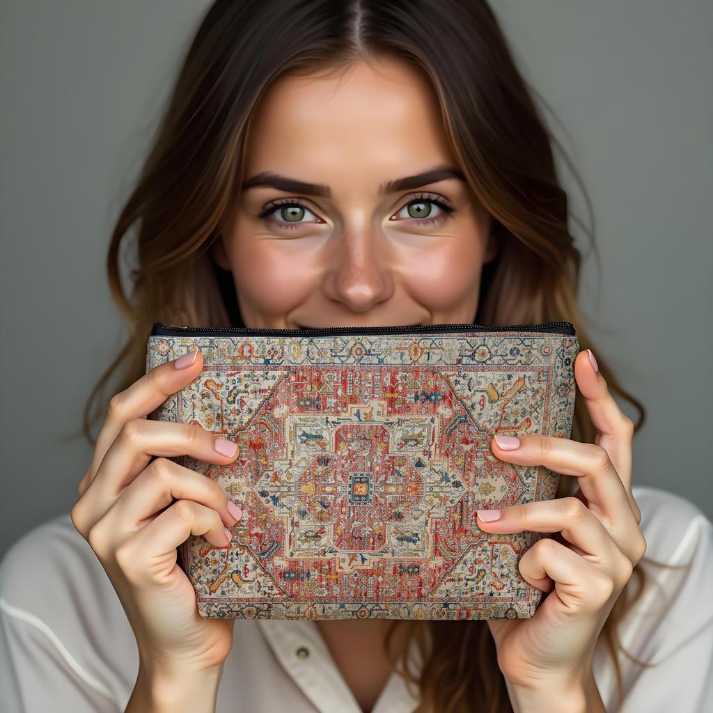 New Creative Pattern Zipper Storage Bag Printed Fine Hemp Cloth Bag Women's Multi Functional Makeup Bag