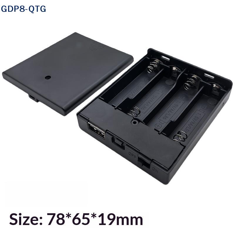 NEW 1Pcs 4 Slots AA Battery Holder No.5 Battery Case With Power Switch And USB Socket No Light AA Battery Box