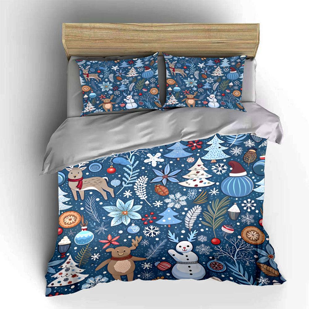 Winter Holiday Decorations Set Exquisite Three-Piece Bedding Set Gift For Kids And Adults