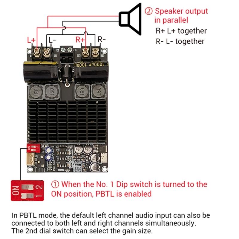 200W Digitales Leistungsverstärkerboard TPA3221 Stereo 2xKanal 100W+100W / 200W für Audiophile