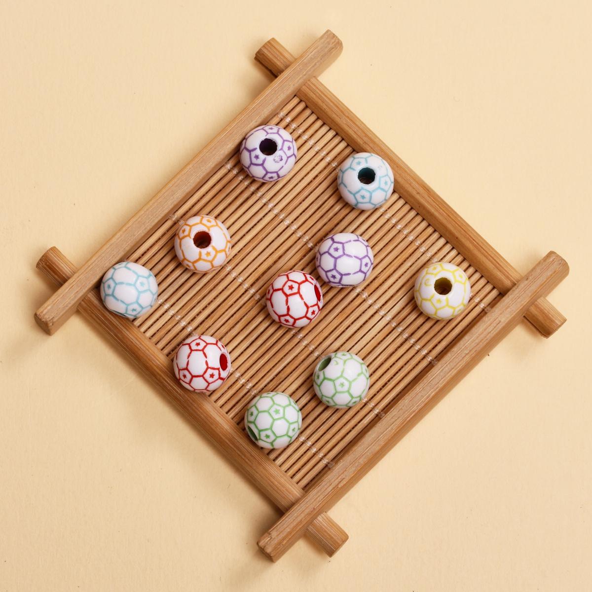 

10 шт. 11 мм круглые футбольные бусины футбольный мяч баскетбол свободные акриловые бусины с отверстием для изготовления ювелирных изделий браслеты ручной работы подвески поставки Style 11