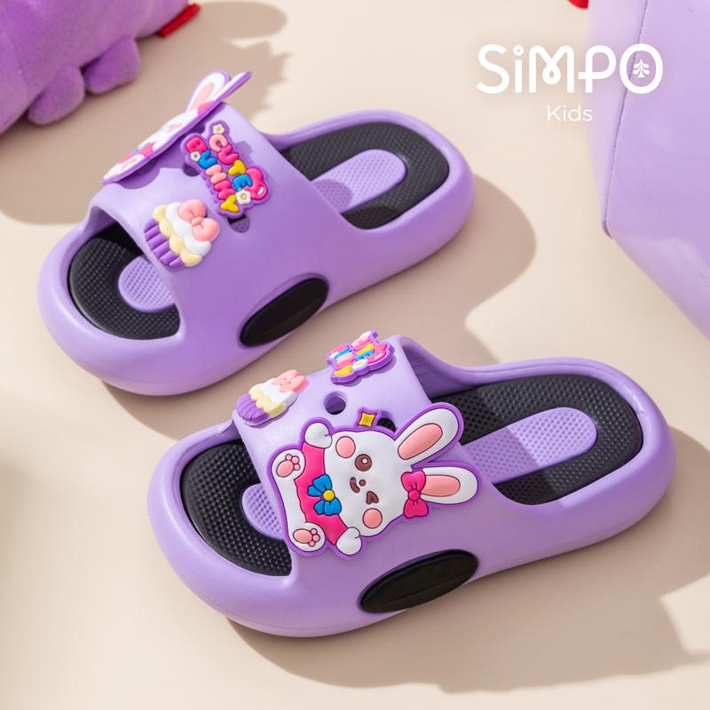 

Cute Bunny Children s Home Slippers Girls Summer Footwear Beach Sandals For Kids Thick Sole Soft Non-slip Home Bathroom Shoes 26-27 лавандовий