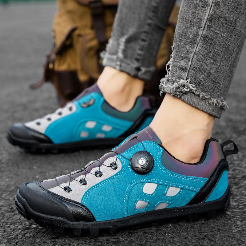 2025 New Men's Hiking Shoes Non-slip High-Quality Leather Outdoor Sneakers for Male Rotary Adjusting Clasp Men Trekking Shoes