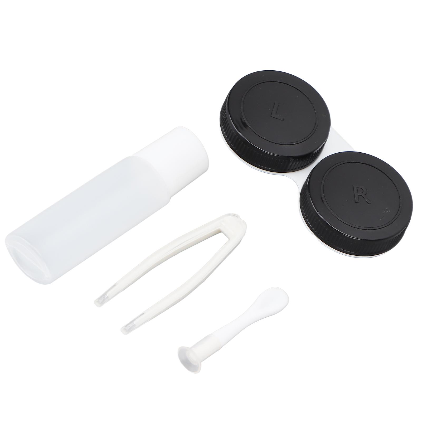 

Футляр для контактных линз, портативный держатель для хранения контактных линз, пинцет, тюбик с раствором, черный