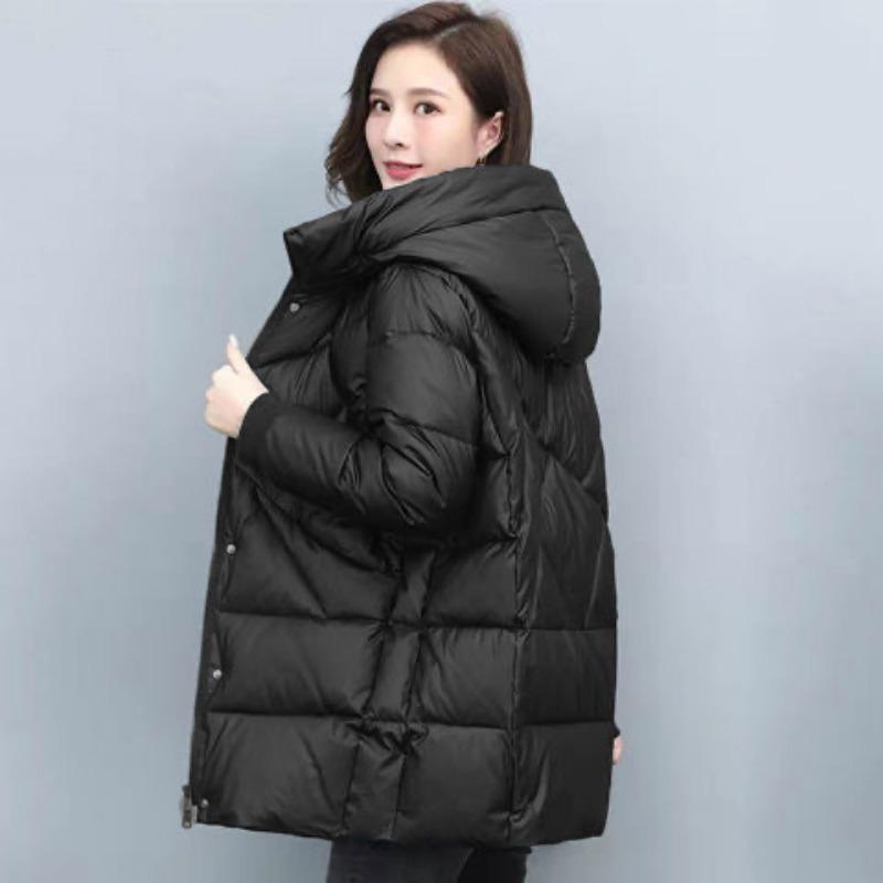 Жіноче повсякденне пухове пальто з капюшоном - Однотонне, стьобаний дизайн для осені/зими