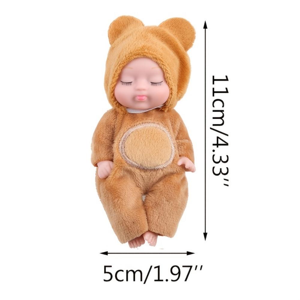 Mini Rebirth Doll 4.3 Inch Cute Animal Doll Deer/Bee/Bear/Giraffe/Tiger/Rabbit Washable PVC Material Forced Clothes and Hat Toys