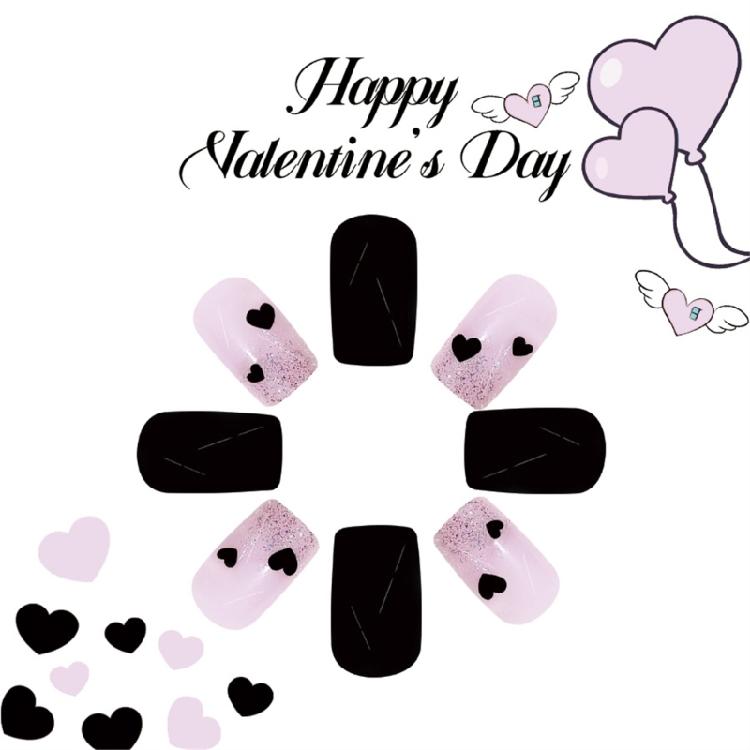 Unghia Press-on Quadrata Corta Unghia Finta Francese Copertura Totale Unghia Finta Acrilica Design San Valentino Unghia Finta per Donne e Ragazze