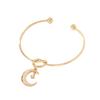 Star Moon Pendant Women's Open Bangle: European-American Knot Design