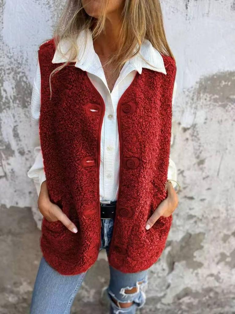2024 Autumn/Winter Lambswool Fleece Button Vest