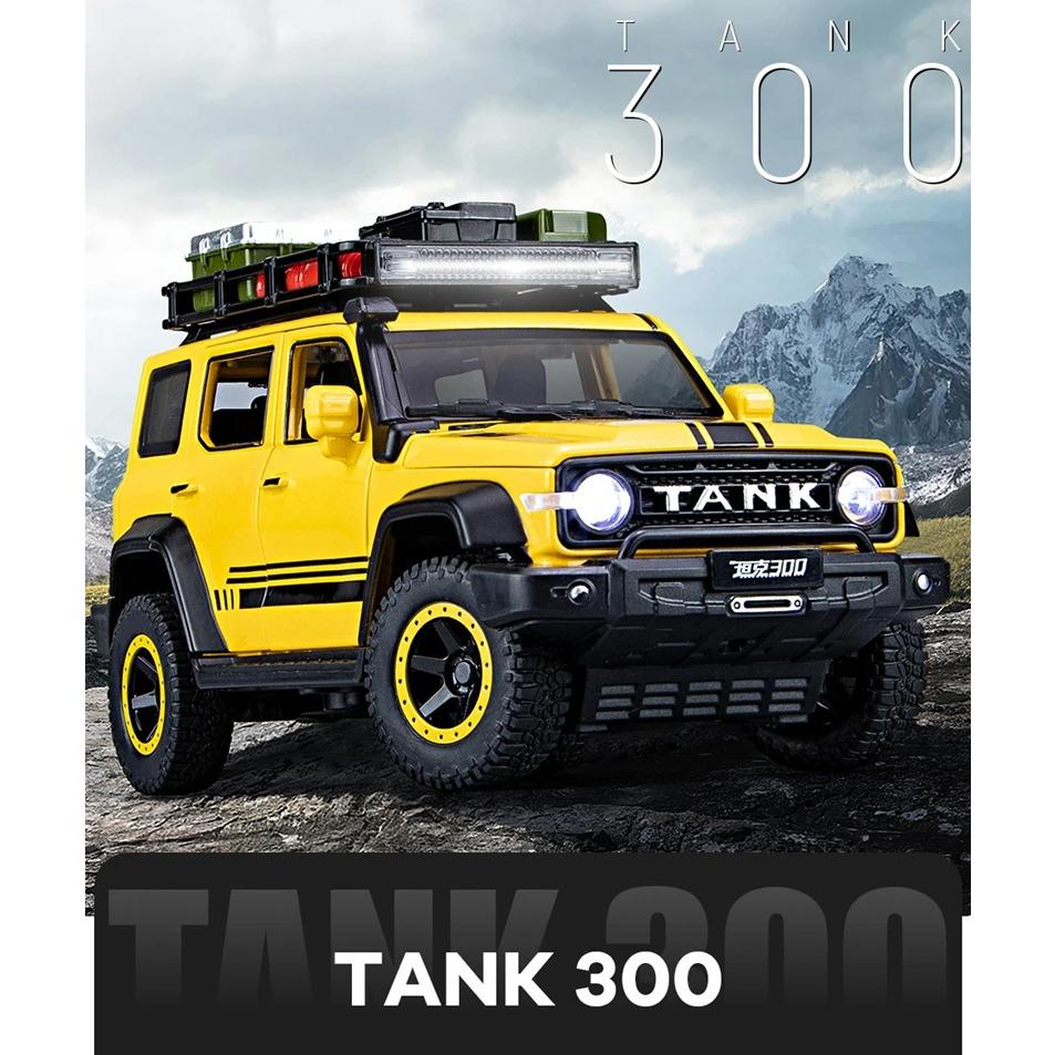 1/24 Versione Fuoristrada Tank 300 Modello di Auto in Lega Metallo pressofuso Giocattolo Veicoli Fuoristrada Modificati Modello di Auto Suono e Luce Regali per Bambini