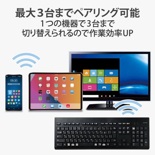 ELECOM Washable Wireless Keyboard Bluetooth Waterproof IPX5 Compatible Membrane Full Size with Numeric Keypad Antibacterial Black TK-WS03BMKBK