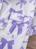 European and American Women's Bow Print Lapel Short Sleeve Pajama Set