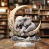 Elephant Lying On Moon Figurine Safe 2D Flat Acrylic Craft Ornament Easy Display Bedroom Desk Decoration Gift