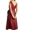 Women's Dress Real Lambskin Leather Red Stylish Elegant Handmade Genuine Fit