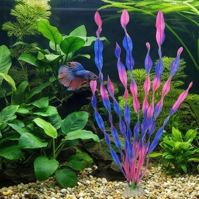 Pack Of 10 Aquarium Landscape Realistic Spirals Water Plant With Ceramic Base For Fishtanks Decoration Safe for Fish