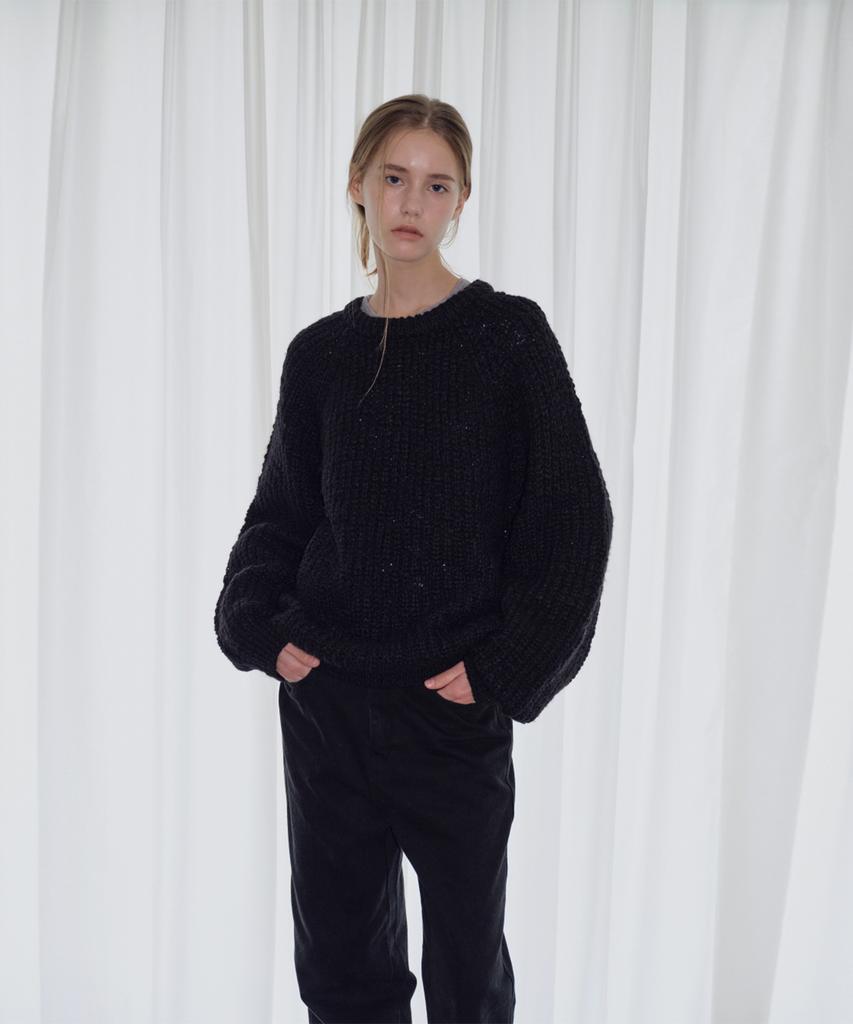Deolil Popcorn Round Knit_Black