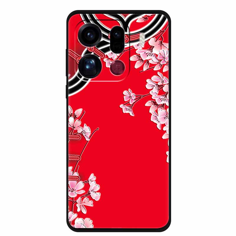 3D Flowers Case For Oppo Find X9 Pro 5G Case Emboss Relief Floral Black Silicone Soft Back Cover For Oppo Find X9 Pro Case Funda