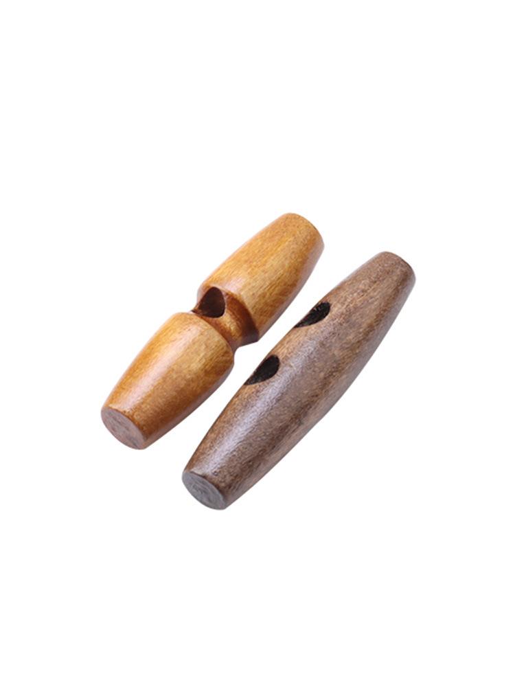 20pcs 30-60mm 7Sizes Natural Wood Toggle Horn Buckles Wooden Buttons Sewing Crafts for Overcoat Handmade Oval Stopper Button