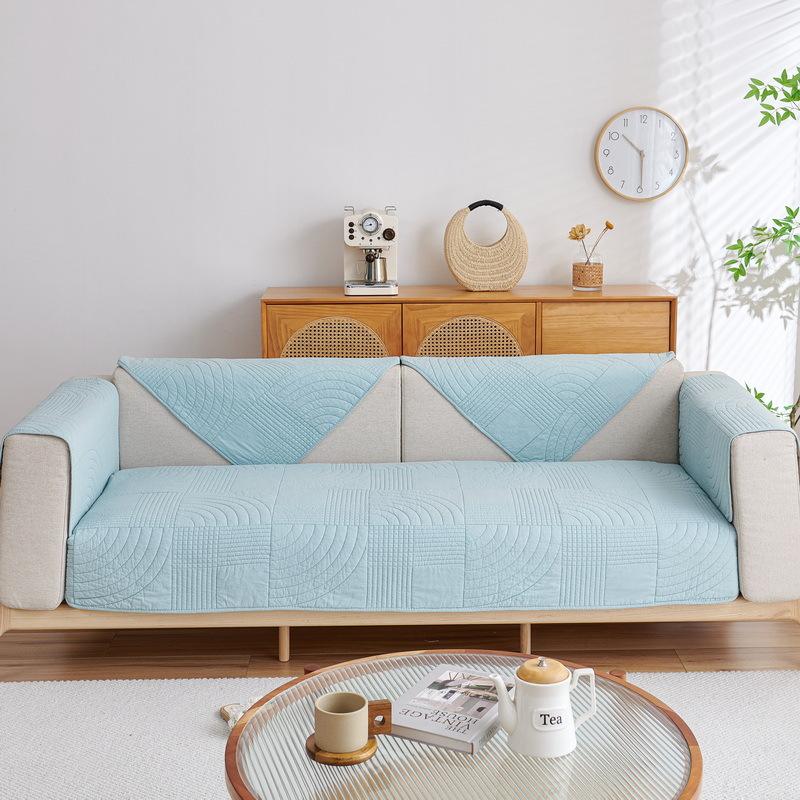 Nordic Simple Solid Color Sofa Cushion Four Seasons Pure Cotton Fabric Non-slip Cotton Seat Cushion Universal Modern Sofa Cover Cover