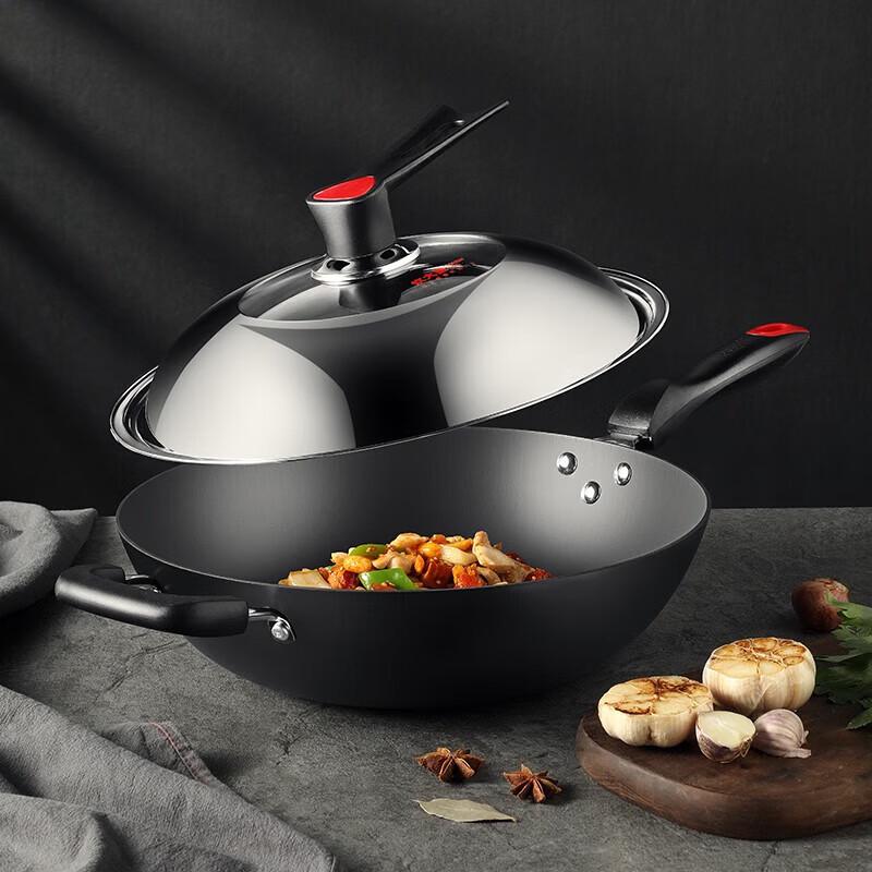 COOKER KING 32cm Non-Coated Cast Iron Wok