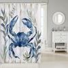 Blue Crab Nautical Theme Waterproof Shower Curtain 180x200cm - Marine Life Print Fabric Bath Curtain for Coastal Home Decor