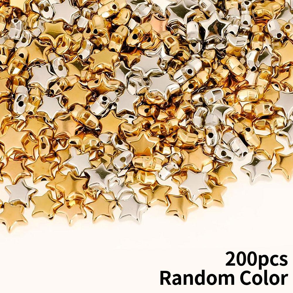 200/500/1000 star shaped spacer beads, 6mm star shaped gold and silver jewelry spacer beads bracelet making bead crafts bracelet hair beads