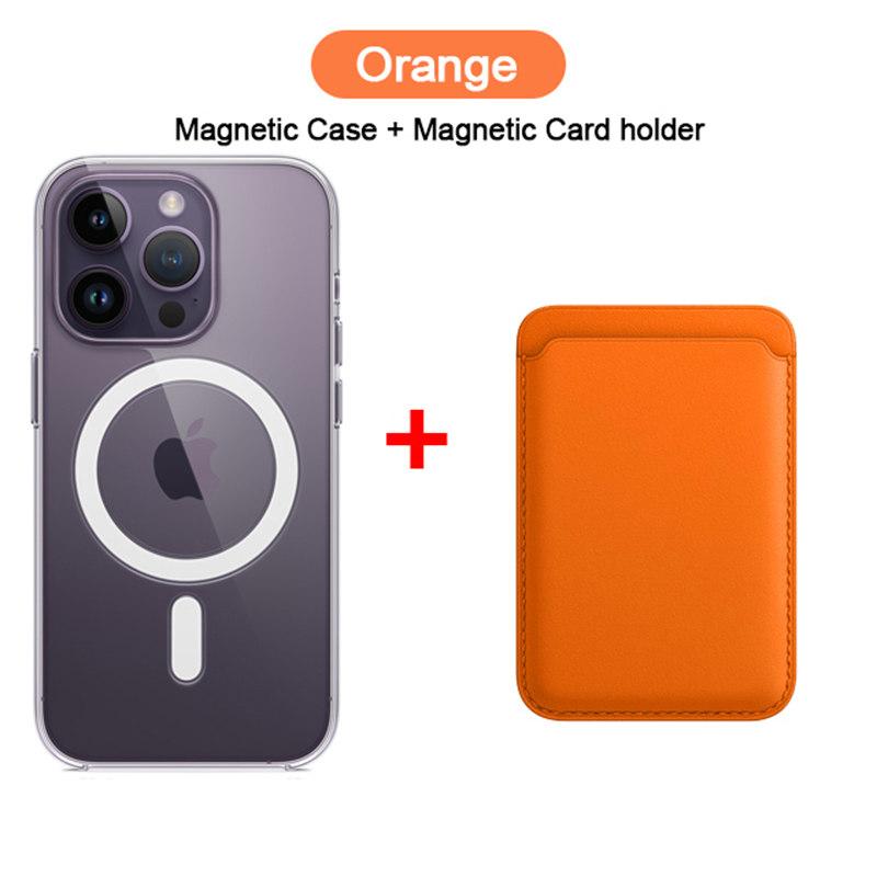 2-i-1 for Magsafe Kortholder Lommebok Magnetveske For iPhone 15 14 13 12 11 Pro XS Max X XR Trådløst ladetilbehør