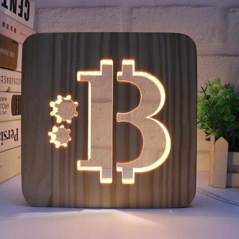 Creative 3D Night Lamp Corporate Gift Design Letter Music Notes Solid Wood Hollowed-out Carving LED Desk Lamp Wooden