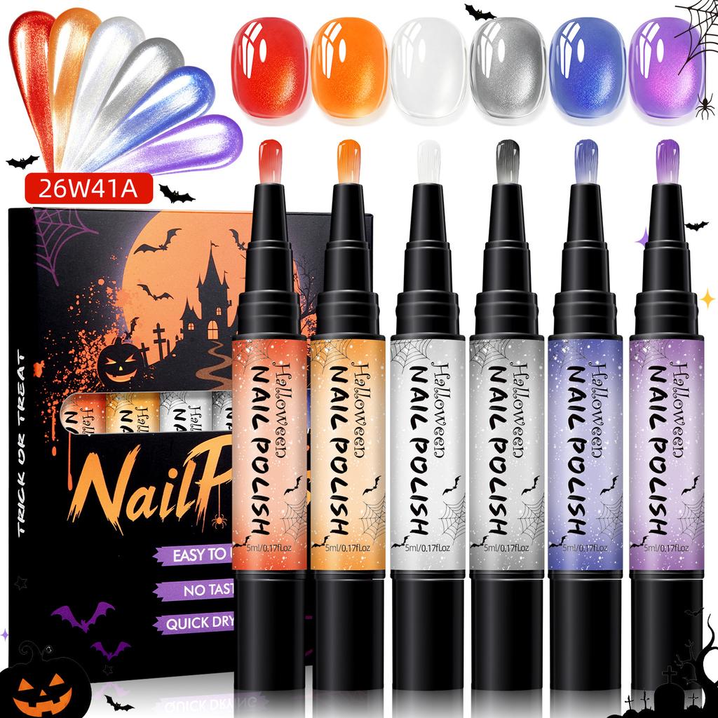 Halloween Water-Based Peelable Nail Polish High Saturation Solid Color No UV Light DIY Nail Art Kit Home Salon Essential