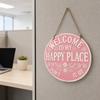 Funny Garden Wooden Sign Vintage This Is My Happy Place Welcome Round Sign Farmhouse Rustic Hanging Wall Decor for Home Bar Patio Man Cave