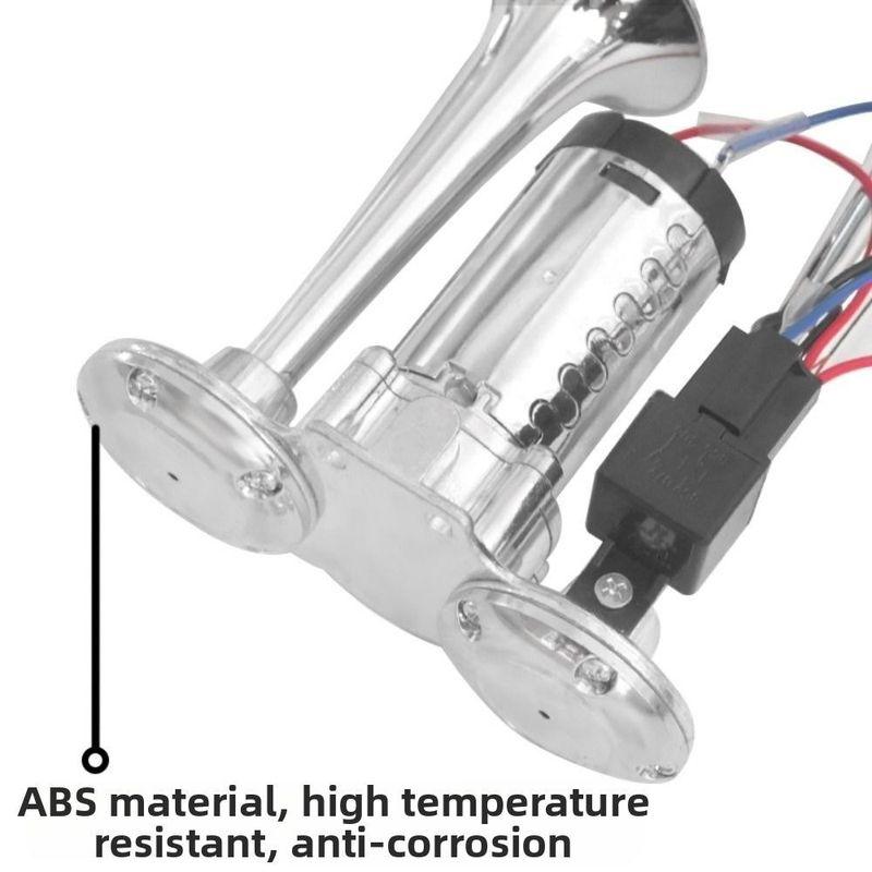 Bus Horn 12V/24V Electric Horn 120DB Dual Trumpets Air Horn Heavy Duty Wear-resistant Car Horn Motorcycle