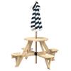 Vidaxl Picnic Table For 4 Children, Round, With Umbrella, Fir