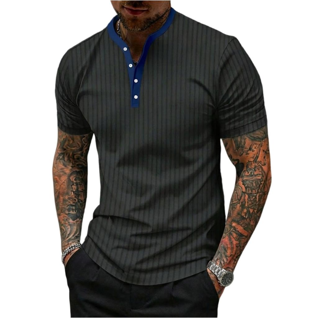 Men's High Stretch Ribbed Knit Stand Collar Shirt: Workout, Casual & Stylish
